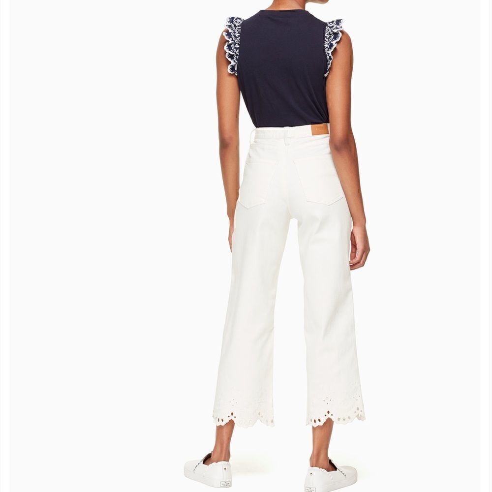 kate spade / cutwork denim white high waist jeans - Picture 2 of 10